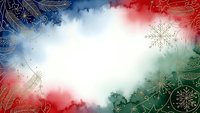 Festive holiday background with snowflakes and ornate decorative elements in patriotic red white blue colors for seasonal greeting cards and designs.