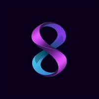 Modern gradient number eight in vibrant purple and blue colors on dark background, perfect for technology branding, logo design and digital media projects.