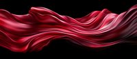 Flowing red silk fabric waves creating elegant curves and smooth lines against black background, luxury abstract design element for fashion and decor.