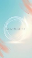 Serene gradient background with soft turquoise, peach, and cream tones featuring a glowing circular spiral design and mental reset text for wellness and mindfulness applications.