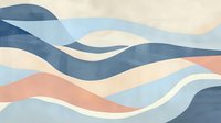 Abstract wavy pattern in soft blue and peach tones creating flowing organic shapes against cream background, modern minimalist design for wall art and decor.