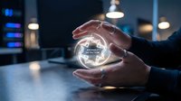 Business hands protecting glowing fraud detection sphere in modern office environment showcasing cybersecurity and financial protection technology.