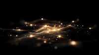 Golden light particles flowing in dynamic waves across dark background creating magical energy streams with glowing bokeh effects for digital art projects.
