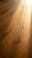 Warm sunlight illuminates natural wood grain texture on hardwood flooring with rich brown tones and organic patterns for interior design projects.