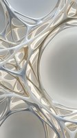 Abstract flowing organic forms in silver, gold, and cream tones create a luxurious, modern composition. Smooth, curved shapes intertwine with translucent elements, ideal for contemporary design, backgrounds, and premium branding projects.