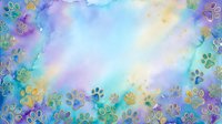 Watercolor gradient background with paw prints in pastel colors, ideal for pet-related designs and animal-themed projects.