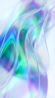 Holographic iridescent flowing waves in blue, green and purple tones, smooth silky abstract background for modern design.