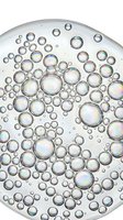Transparent bubbles and water droplets floating on clear gel surface, isolated on white background for skincare, cosmetics, and beauty product design use.