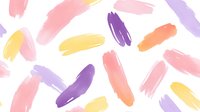 Colorful watercolor brush strokes in pink, purple, yellow, and coral scattered across white background. Isolated design element suitable for backgrounds, textiles, and graphic projects.