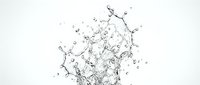 Abstract water splash with dynamic droplets and splashing liquid isolated on white background, suitable for design projects and creative compositions.