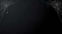 Spider webs with hanging spiders on dark background, isolated design element for Halloween graphics, web design, and seasonal marketing materials.