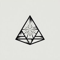 Geometric diamond crystal with radiant starburst pattern in minimalist black line art style on neutral background for modern design projects.