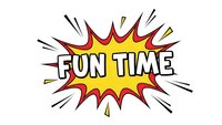 Fun time comic book explosion burst with colorful starburst design on white background for entertainment and celebration graphics.