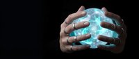 Hands holding glowing digital globe with blue light network connections, representing global technology, data transfer, and worldwide communication innovation.