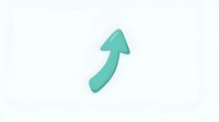 Upward curved arrow in teal green isolated on light background, suitable for growth, progress, success, and business design projects.