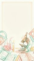 Watercolor science laboratory equipment with microscope, beakers, and notebooks on pastel background for educational and research designs.