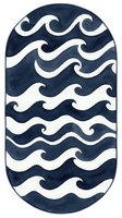 Geometric wave pattern in navy and cream with rounded rectangular shape, featuring alternating wavy lines for nautical, coastal, or modern design projects.