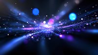 Abstract digital particle stream with glowing blue and purple lights creating dynamic motion effect for technology and futuristic design backgrounds.