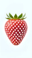 Fresh red strawberry with green leafy crown isolated on white background, ready for food packaging, recipe blogs, and culinary design projects.