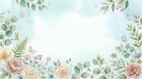 Watercolor floral frame with roses, eucalyptus leaves, and botanical elements on white background. Suitable for wedding invitations, greeting cards, and design projects.