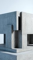Modern concrete architectural model with geometric forms and minimalist design showcasing contemporary building structure and urban planning concepts.