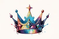 Colorful royal crown with gradient effect and watercolor splashes on white background, decorated with jewels and star on top. Isolated design element for monarchy themes.