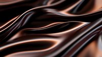 Luxurious smooth waves of liquid chocolate or bronze metallic surface with silky flowing curves and elegant glossy texture creating abstract background pattern.