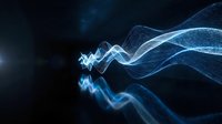 Abstract blue digital wave particles flowing on dark background for technology and data visualization concepts.