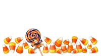 Isolated candy corn and spiral lollipop on white background, ready for Halloween designs, greeting cards, seasonal marketing materials and festive decorations.