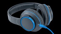 Wired headphones with blue accents isolated on transparent background, ready for t-shirt design, clipart, stickers, print-on-demand products and sublimation projects.