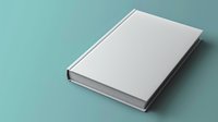 Blank white hardcover book mockup on turquoise background for branding and design presentation projects.