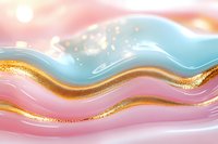 Abstract fluid art background with wavy lines in pink, blue and gold glitter texture. Luxury marble effect with flowing shapes and soft pastel colors. Modern artistic design.
