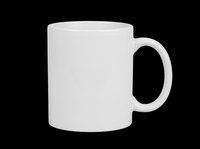 White ceramic mug isolated on transparent background, ready for sublimation, print-on-demand, and custom design projects. Perfect for merchandise, drinkware mockups, and promotional products.