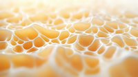 Macro view of golden honey foam bubbles creating abstract organic pattern with soft light and delicate texture, showing natural food structure.