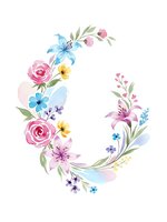 Watercolor floral wreath with pink roses, blue lilies and green leaves on white background isolated for wedding invitations and spring decorations.
