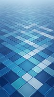 Blue mosaic tile floor with geometric diamond pattern in perspective view for modern interior design and architectural visualization projects.
