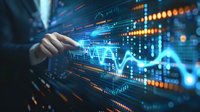 Financial analyst working with digital stock market data visualization and charts, perfect for business technology and investment concepts in modern trading.