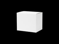 White blank cardboard box mockup isolated on transparent background, ready for packaging design, product branding, stickers, print on demand, and T-shirt clipart use.