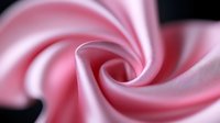 Soft pink silky fabric swirling in elegant spiral pattern against dark background creates mesmerizing abstract texture with gentle folds and curves.