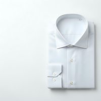 Elegant white dress shirt with classic collar and cuffed sleeves folded neatly on clean background for business and formal wear concepts.
