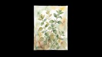 Watercolor botanical illustration of delicate flowering plant with green foliage and pale yellow blooms, isolated on transparent background. Ready for clipart, t-shirt design, stickers, print-on-demand products, and sublimation projects.