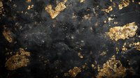 Dark textured stone background with gold leaf accents and distressed pattern creates dramatic contrast between black surface and metallic decorative elements.