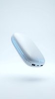 Wireless computer mouse with light blue and white design, isolated on white background, floating with shadow effect for web and digital design use.