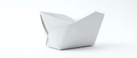 White paper boat origami craft isolated on clean background for creative projects and nautical themed designs.