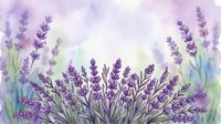 Watercolor lavender flowers with soft purple blooms and green stems on light background for aromatherapy, botanical art, and wellness designs.