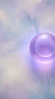 Luminous purple sphere with glowing light effect on soft pastel background, suitable for abstract, technology, and wellness design projects.
