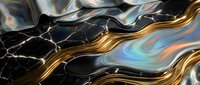Luxurious holographic marble texture with golden veins and iridescent rainbow reflections creating elegant abstract background for premium design projects.