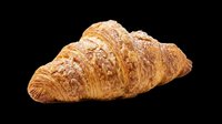 Freshly baked croissant with golden, flaky layers isolated on transparent background. Ready for bakery designs, food packaging, menus, t-shirts, and print-on-demand products.