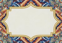 Ornate golden frame with colorful geometric Islamic tile pattern border on cream background, isolated design element for invitations, certificates, and decorative layouts.
