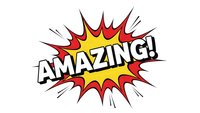 Comic book explosion burst with amazing text in retro pop art style on white background isolated for graphic design and print projects.